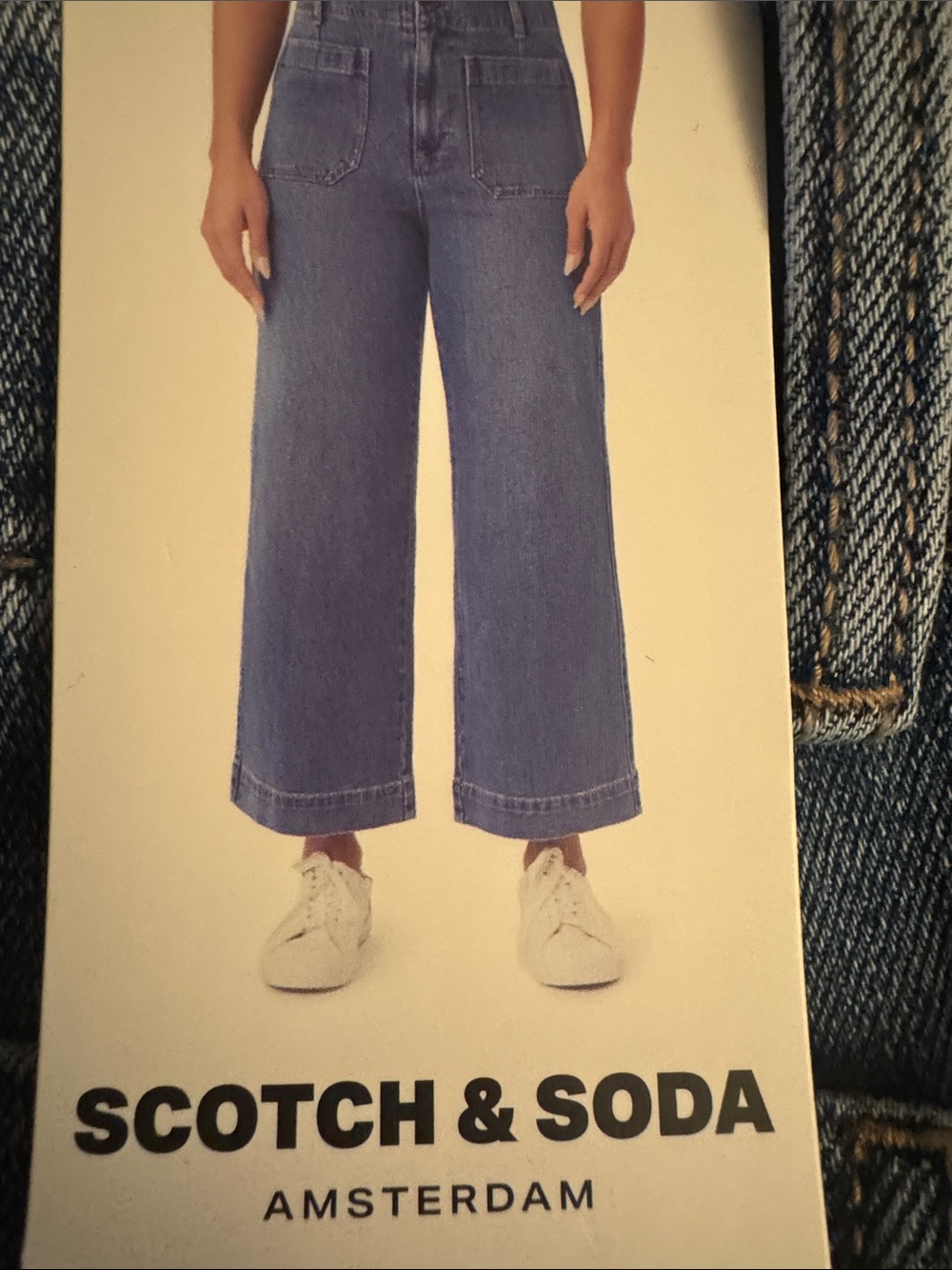 Scotch & Soda Wide-Leg Cropped Jeans in Blue Denim